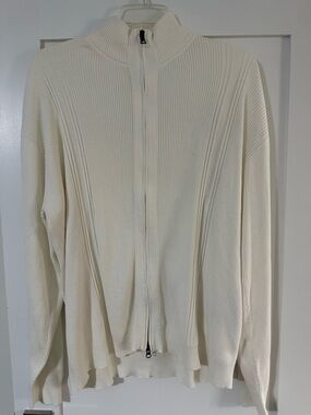 Nautica Men’s XL Cream Ribbed Zip Cardigan